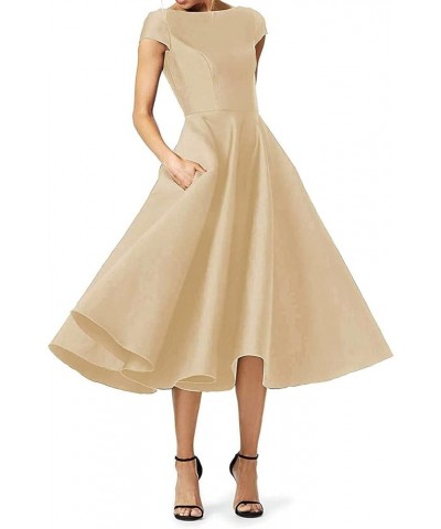 Mother of The Bride Dresses Satin Mother of The Groom Dresses Wedding Guest Dresses for Women Tea Length Champagne $32.20 Dre...