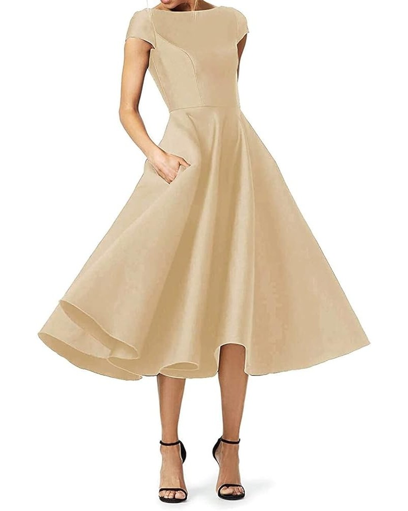 Mother of The Bride Dresses Satin Mother of The Groom Dresses Wedding Guest Dresses for Women Tea Length Champagne $32.20 Dre...