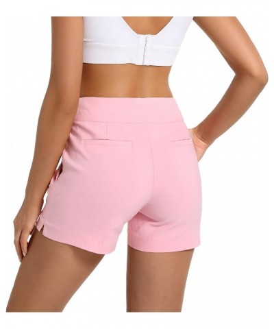 Women's Chino Shorts - 4" Inseam, High Waisted, Elastic, Summer Casual Shorts with 2 Front Pockets Pink $13.44 Shorts