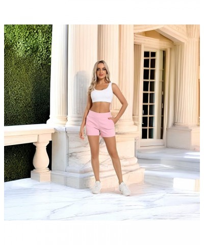 Women's Chino Shorts - 4" Inseam, High Waisted, Elastic, Summer Casual Shorts with 2 Front Pockets Pink $13.44 Shorts