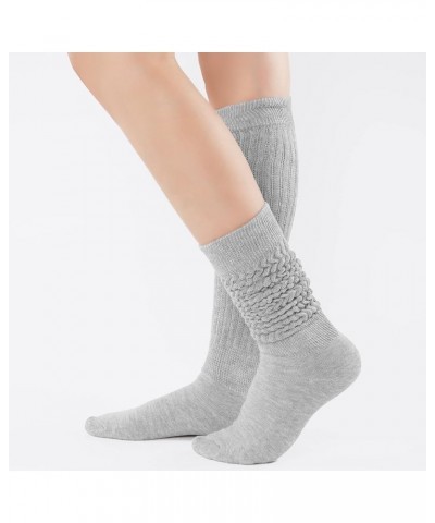 3 Pairs Women's Slouch Socks Cotton Knit Knee High Scrunch Sock Size 6-11 Black-grey-wine Red $11.77 Activewear