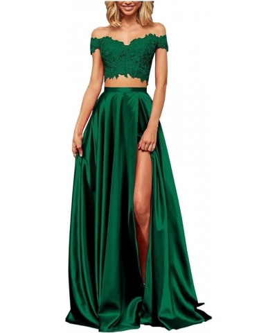 Two Piece Prom Dresses Long Formal for Women Teens Homecoming Graduation Party BD450 Green-3 $31.82 Others