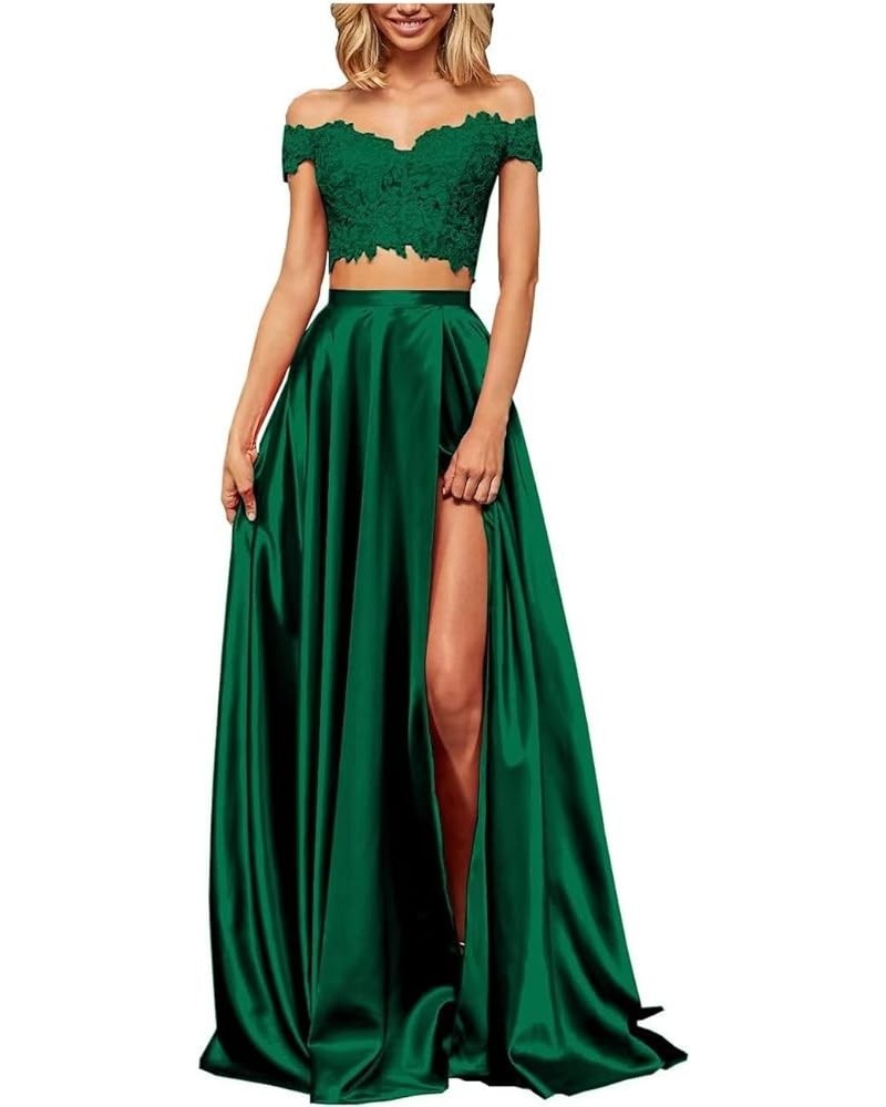 Two Piece Prom Dresses Long Formal for Women Teens Homecoming Graduation Party BD450 Green-3 $31.82 Others