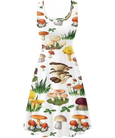 Womens Summer Sleeveless Tank Dress with 2 Side Pockets XS-4XL Plus Size White Mushroom $13.16 Dresses