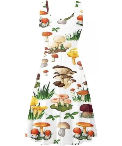 Womens Summer Sleeveless Tank Dress with 2 Side Pockets XS-4XL Plus Size White Mushroom $13.16 Dresses