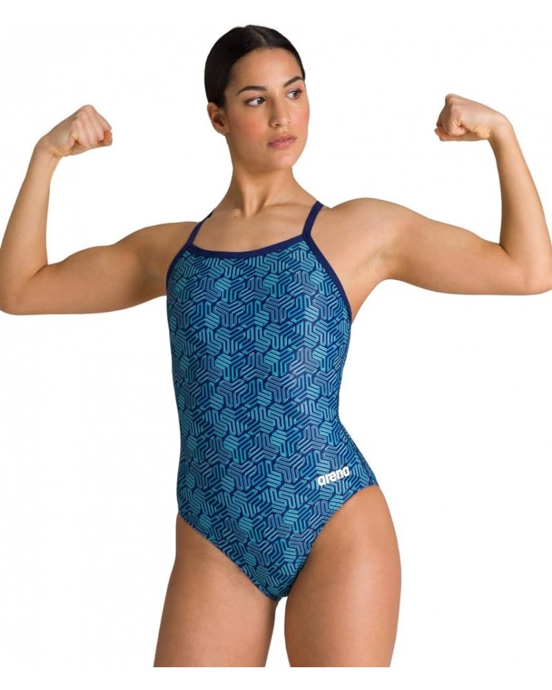 Women's Standard Kikko Light Drop Back MaxLife One Piece Swimsuit Navy-multi Green $25.91 Swimsuits