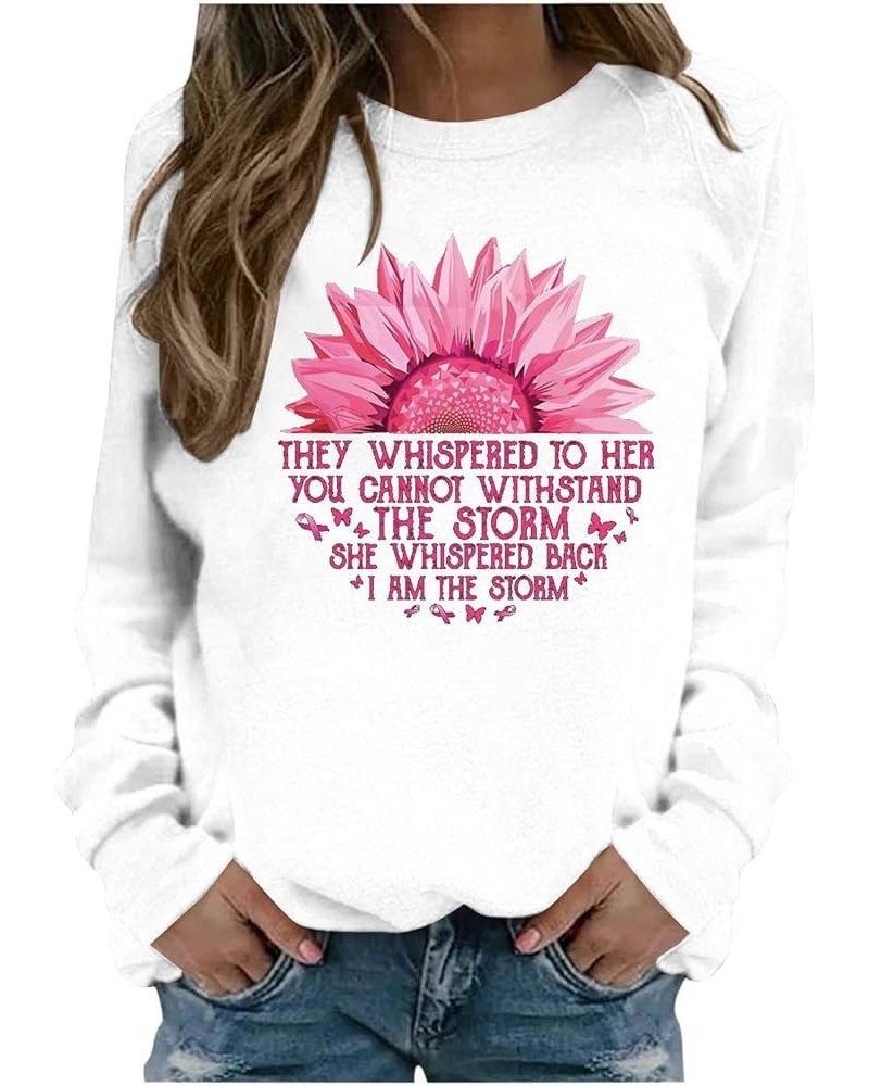 Breast Cancer Sweatshirt for Women Pink Ribbon Sweatshirt Cancer Awareness Crewneck Long Sleeve Pullover Survivor Gifts Tops ...