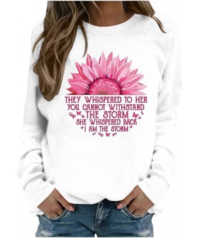 Breast Cancer Sweatshirt for Women Pink Ribbon Sweatshirt Cancer Awareness Crewneck Long Sleeve Pullover Survivor Gifts Tops ...