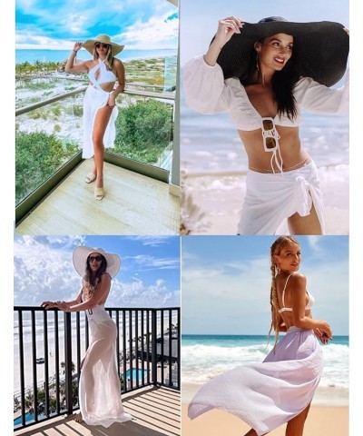 Women Sarong Swimsuit Coverups Chiffon Long Bikini Wraps Sheer Beach Bathing Suit Cover Up A-1 Piece 1-white $11.59 Swimsuits