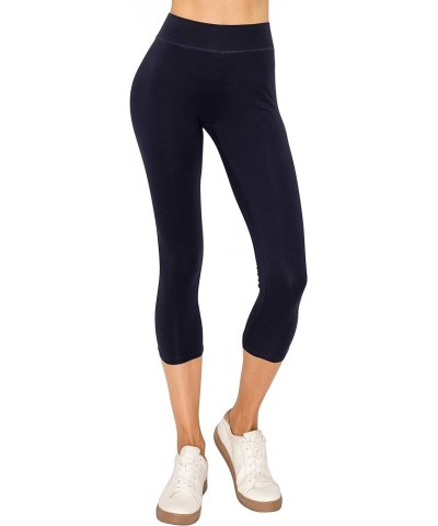 Cotton Spandex Basic Leggings Pants-Jersey Full/Capri Regular/Plus Size Capri Navy $12.00 Leggings