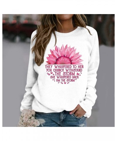 Breast Cancer Sweatshirt for Women Pink Ribbon Sweatshirt Cancer Awareness Crewneck Long Sleeve Pullover Survivor Gifts Tops ...