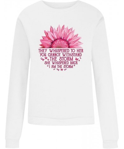 Breast Cancer Sweatshirt for Women Pink Ribbon Sweatshirt Cancer Awareness Crewneck Long Sleeve Pullover Survivor Gifts Tops ...