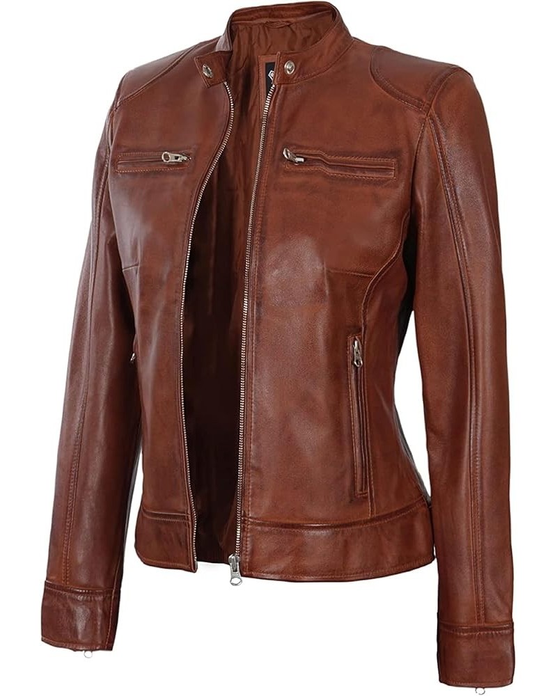 Leather Jackets For Women - Real Lambskin Café Racer Style Causal And Fashionable Women's Leather Jacket Dodge Leather Jacket...