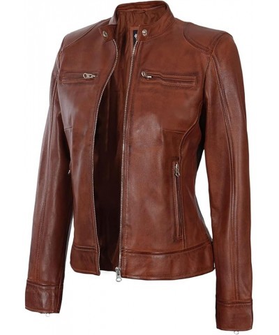 Leather Jackets For Women - Real Lambskin Café Racer Style Causal And Fashionable Women's Leather Jacket Dodge Leather Jacket...