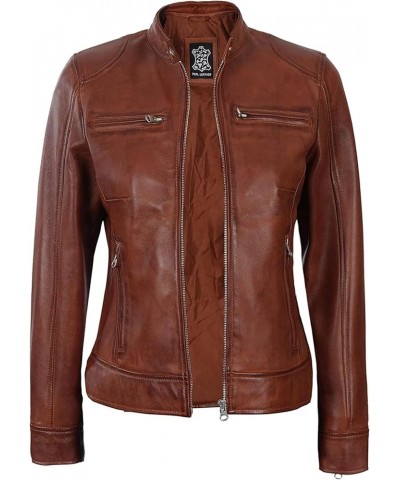 Leather Jackets For Women - Real Lambskin Café Racer Style Causal And Fashionable Women's Leather Jacket Dodge Leather Jacket...