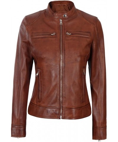 Leather Jackets For Women - Real Lambskin Café Racer Style Causal And Fashionable Women's Leather Jacket Dodge Leather Jacket...