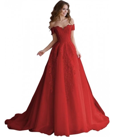 Women's Off The Shoulder Quinceanera Princess Prom Dresses 2023 Long Lace Pearls Ball Gowns Burgundy $34.20 Others