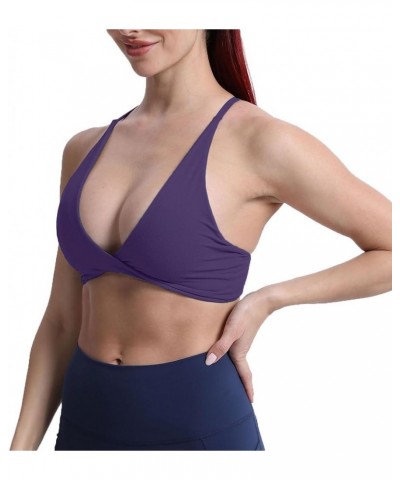 Women's Workout Sports Bras Fitness Backless Padded Sienna Low Impact Bra Yoga Crop Tank Top Mulberry Purple $10.64 Lingerie