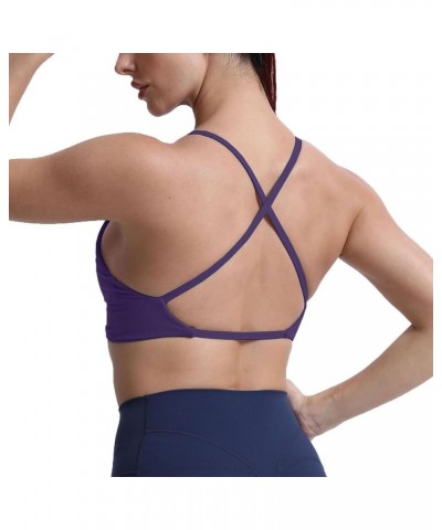 Women's Workout Sports Bras Fitness Backless Padded Sienna Low Impact Bra Yoga Crop Tank Top Mulberry Purple $10.64 Lingerie