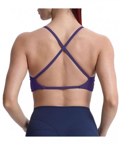 Women's Workout Sports Bras Fitness Backless Padded Sienna Low Impact Bra Yoga Crop Tank Top Mulberry Purple $10.64 Lingerie