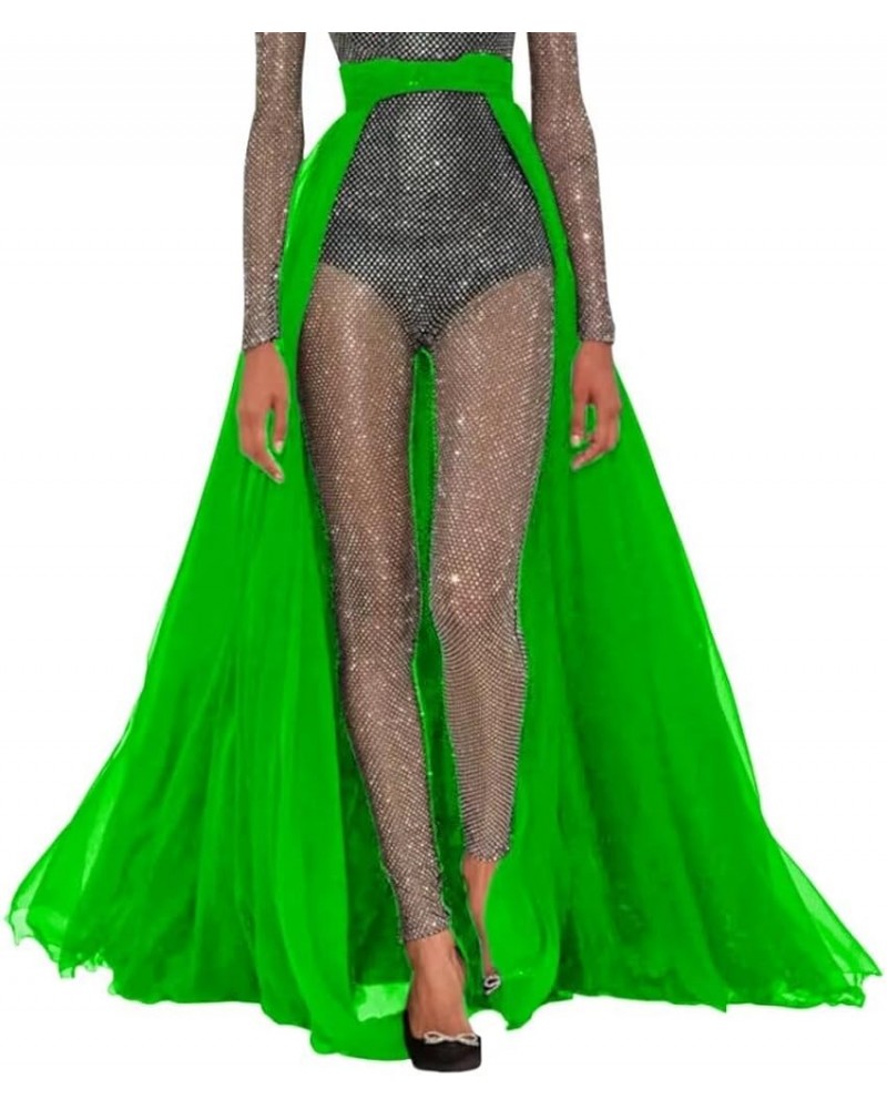 Women Long Detachable Overlay 5 Layers Bridal Train Over Wrap Tulle Skirt Kelly Green $22.87 Skirts