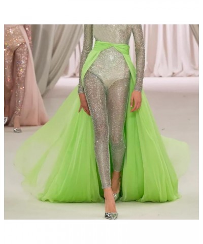 Women Long Detachable Overlay 5 Layers Bridal Train Over Wrap Tulle Skirt Kelly Green $22.87 Skirts