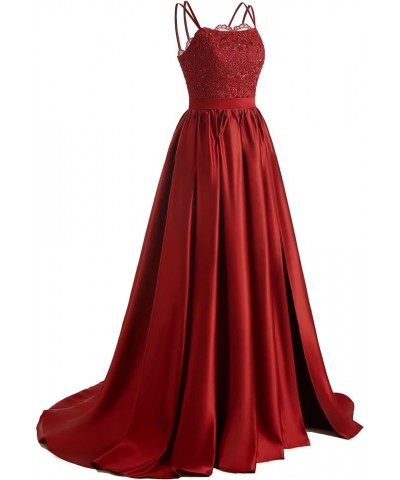 Spaghetti Straps Prom Dresses for Women Long Lace Appliques Formal Ball Gowns Evening Dresses with Pockets Fuchsia $45.09 Dre...