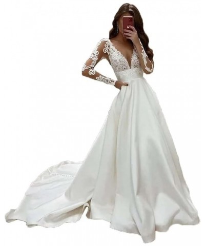 Mermaid Wedding Dress for Bridal 2023 Women's Lace Appliques Vintage V Neck Wedding Dresses Ball Gowns SYYS020 G2-white $57.4...