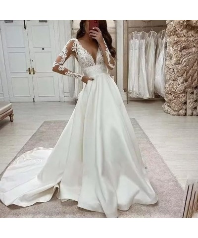 Mermaid Wedding Dress for Bridal 2023 Women's Lace Appliques Vintage V Neck Wedding Dresses Ball Gowns SYYS020 G2-white $57.4...