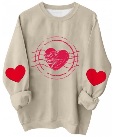 Womens Valentines Day Sweatshirts Warm Soft Fleece Lined Heart Sweaters Plus Size Tops Crewneck Long Sleeve Shirts 3akhaki $9...