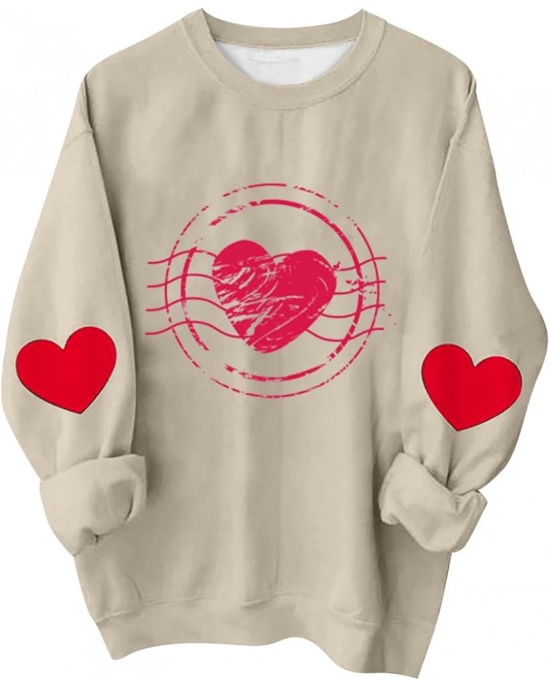 Womens Valentines Day Sweatshirts Warm Soft Fleece Lined Heart Sweaters Plus Size Tops Crewneck Long Sleeve Shirts 3akhaki $9...