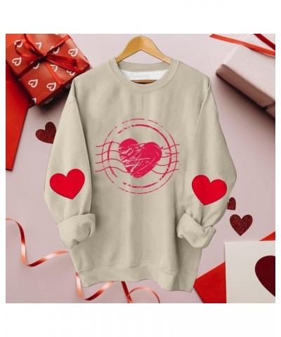 Womens Valentines Day Sweatshirts Warm Soft Fleece Lined Heart Sweaters Plus Size Tops Crewneck Long Sleeve Shirts 3akhaki $9...