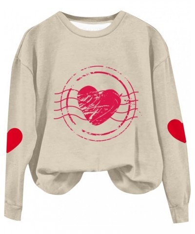 Womens Valentines Day Sweatshirts Warm Soft Fleece Lined Heart Sweaters Plus Size Tops Crewneck Long Sleeve Shirts 3akhaki $9...