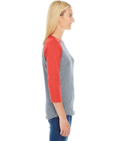 Women Fine Jersey Raglan 3/4 Sleeve Baseball Tee (3530) Vintage Heather/Vintage Orange $8.36 Activewear