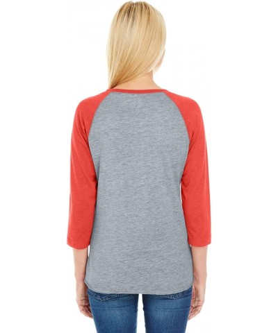 Women Fine Jersey Raglan 3/4 Sleeve Baseball Tee (3530) Vintage Heather/Vintage Orange $8.36 Activewear