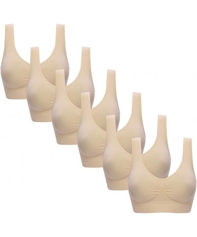 3 Pack Women Wireless Sports Bra Pull on Bra Running Workout Yoga Bra with Removable Pads 6 Pack Beige $10.00 Activewear