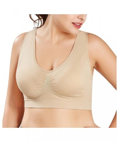 3 Pack Women Wireless Sports Bra Pull on Bra Running Workout Yoga Bra with Removable Pads 6 Pack Beige $10.00 Activewear