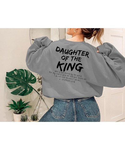 Christian Sweatshirt Women Daughter of The King Sweatshirt Religious Gift Pullover Faith Long Sleeve Tops Grey $12.76 Hoodies...