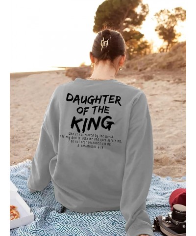 Christian Sweatshirt Women Daughter of The King Sweatshirt Religious Gift Pullover Faith Long Sleeve Tops Grey $12.76 Hoodies...