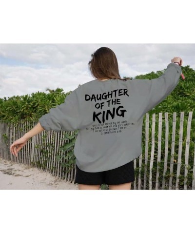 Christian Sweatshirt Women Daughter of The King Sweatshirt Religious Gift Pullover Faith Long Sleeve Tops Grey $12.76 Hoodies...