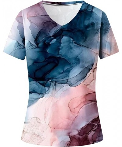 Womens Summer Floral Tops Trendy V-Neck Plus Size T-Shirt Blouse Casual Short Sleeve Gradient Tee Shirts Pullovers Pink 3 $4....