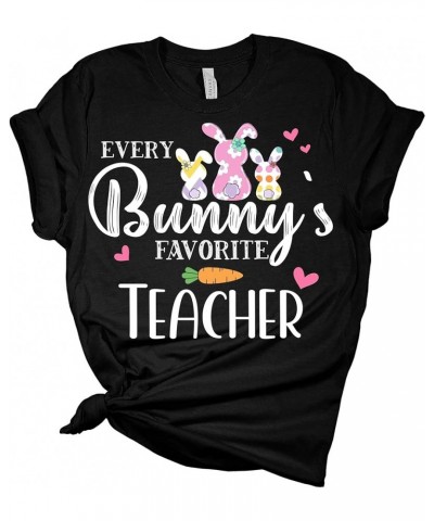 Womens Easter Every Bunny's Favorite Teacher Shirt Teacher Easter T Shirts Cute Graphic Tees Heather Aqua $14.25 T-Shirts