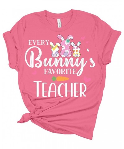 Womens Easter Every Bunny's Favorite Teacher Shirt Teacher Easter T Shirts Cute Graphic Tees Heather Aqua $14.25 T-Shirts