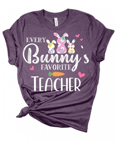 Womens Easter Every Bunny's Favorite Teacher Shirt Teacher Easter T Shirts Cute Graphic Tees Heather Aqua $14.25 T-Shirts