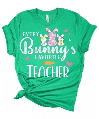 Womens Easter Every Bunny's Favorite Teacher Shirt Teacher Easter T Shirts Cute Graphic Tees Heather Aqua $14.25 T-Shirts