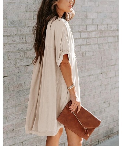 Women's Babydoll Short Sleeve Tunic Dress V Neck Cute Casual Loose Dresses Apricot $17.84 Dresses