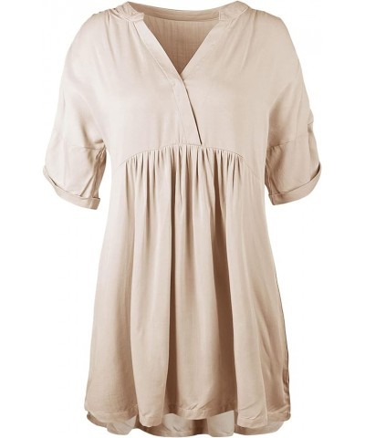 Women's Babydoll Short Sleeve Tunic Dress V Neck Cute Casual Loose Dresses Apricot $17.84 Dresses