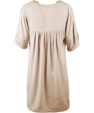 Women's Babydoll Short Sleeve Tunic Dress V Neck Cute Casual Loose Dresses Apricot $17.84 Dresses