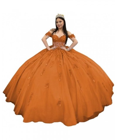 Off Shoulder Quinceanera Dresses with Train Sparkly Beaded Sweet 16 Dresses Lace Ball Gowns WZY95 Burnt Orange $69.60 Dresses