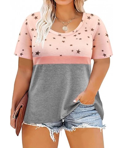 Plus Size T Shirt for Women Short Sleeve Shirts Pocket Tunic Round Neck Tops Raglan Summer Blouse XL-5XL 14-28 9_ C7_ Color B...